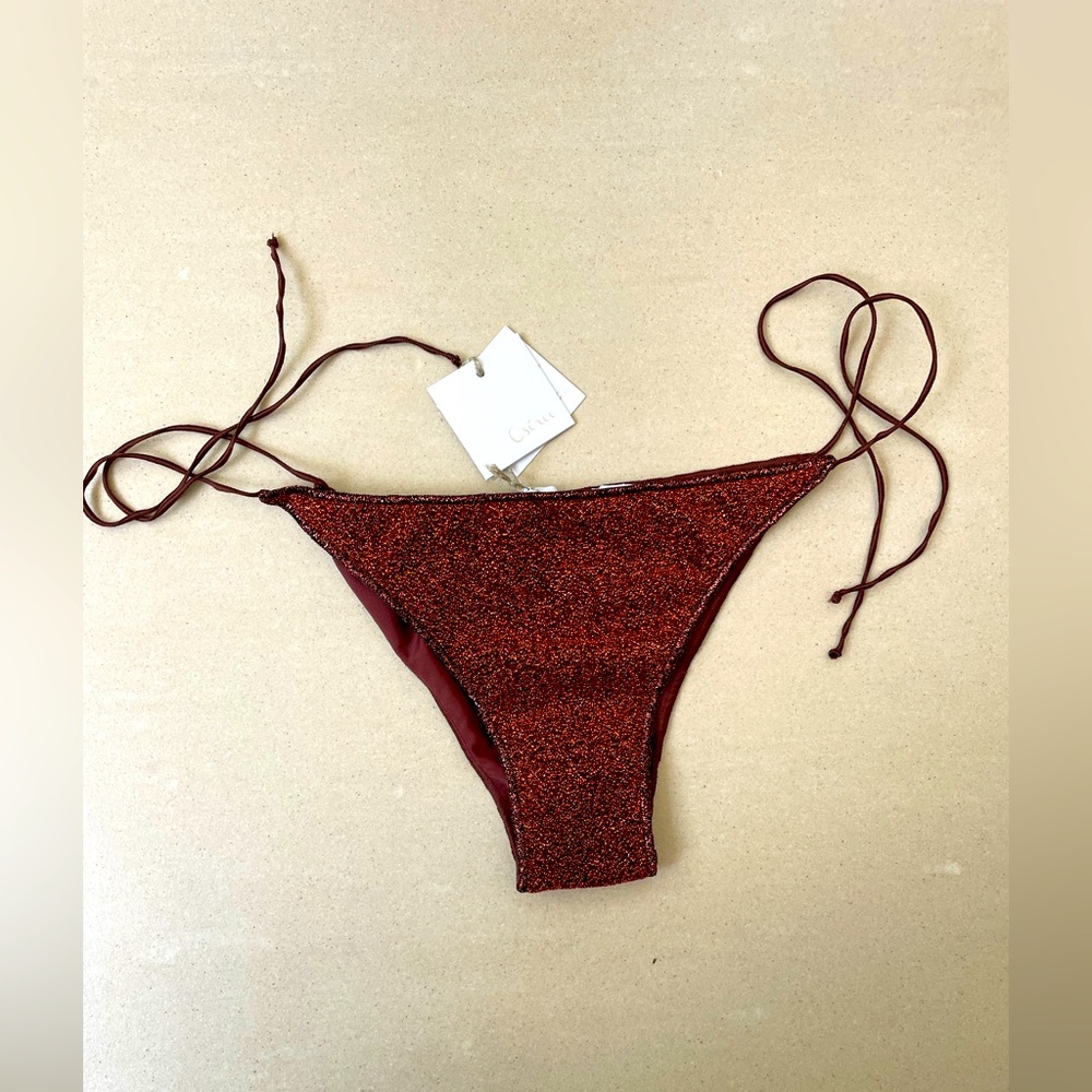 OSEREE Lumiere microkini bottom, Brown lured metallic, NWT, Size S